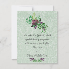 Invitación a la boda de Damasco verde de la Fábric