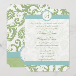 Invitación a la boda de Damasco Verde Sage y Damas