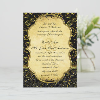 Invitación a la boda de damascos dorados