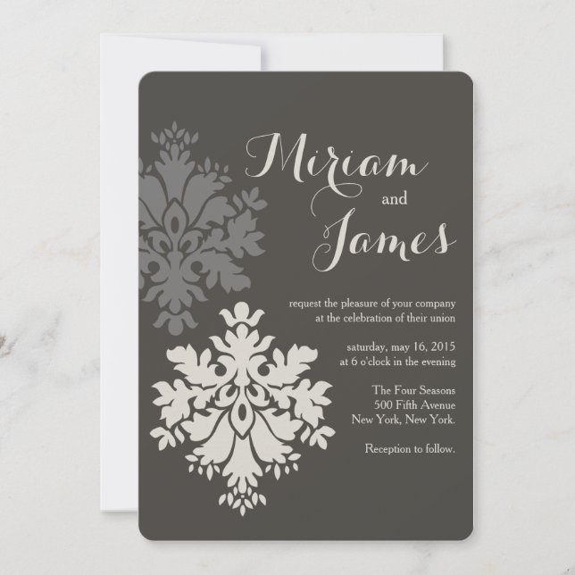 Invitación a la boda de Damask (Anverso)