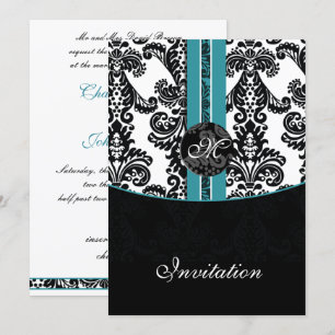 invitación a la boda de damask aqua