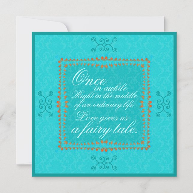 Invitación a la boda de Damask Aqua Blue Romance (Anverso)