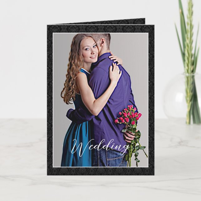 Invitación a la boda de Damask - - Blanco y negro (Anverso)