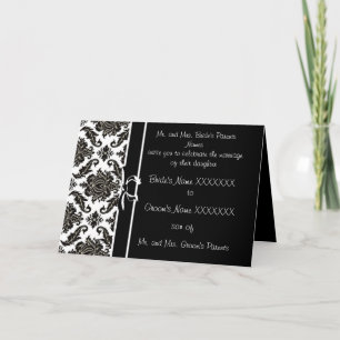 Invitación a la boda de Damask - - Blanco y negro