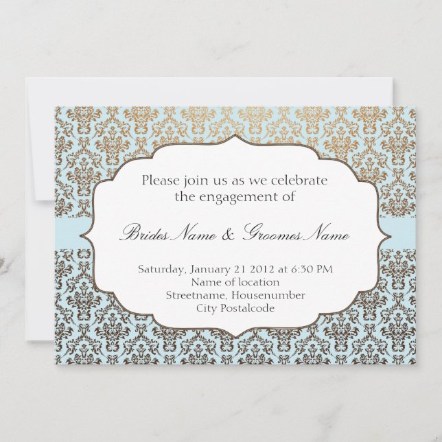 Invitación a la boda de Damask clásica (Anverso)