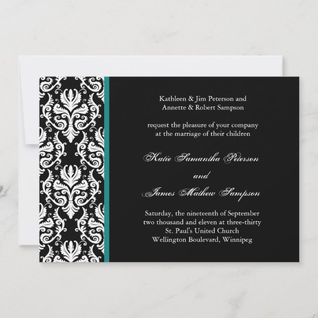 Invitación a la boda de Damask con clase (Anverso)