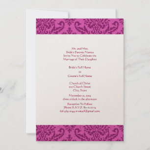 Invitación a la boda de Damask de frambuesa
