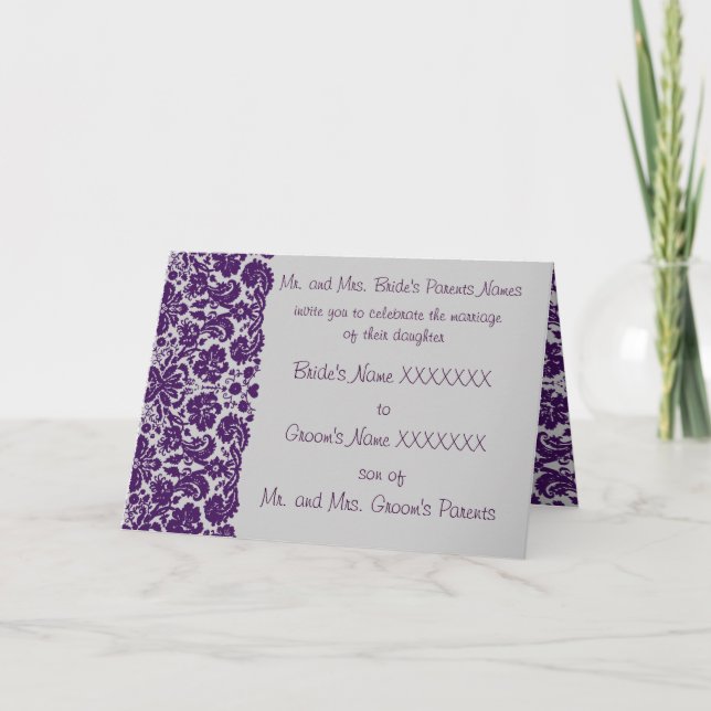 Invitación a la boda de Damask-Elegir fondo (Anverso)
