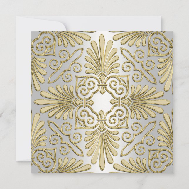 Invitación a la boda de Damask en estilo Art Deco  (Anverso)