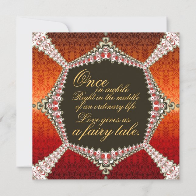 Invitación a la boda de Damask Fairytale Lacy (Anverso)