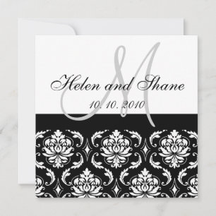 Invitación a la boda de Damask monograma
