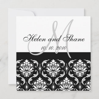Invitación a la boda de Damask monograma