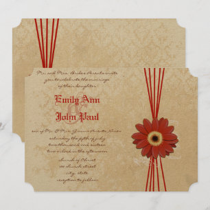 Invitación a la boda de Damask Naranja Gerber Dais