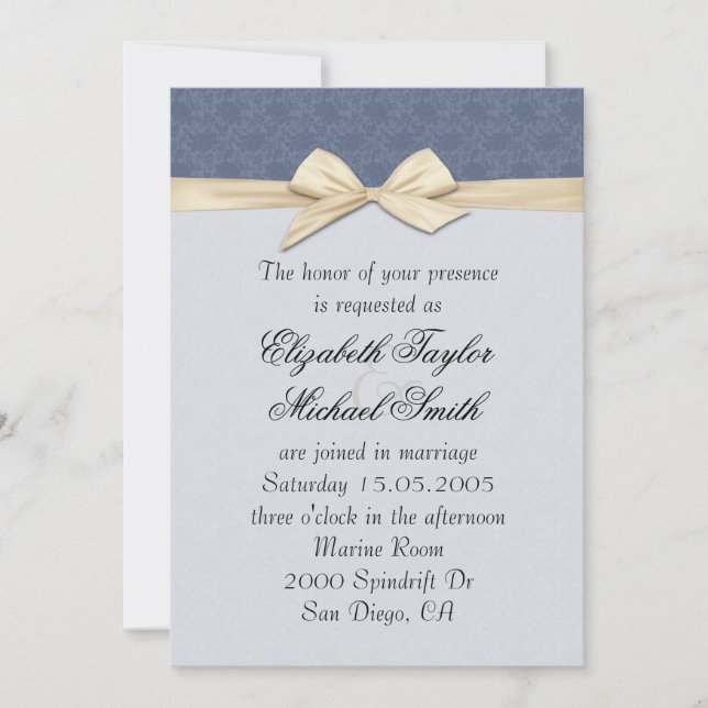 Invitación a la boda de Damask Ribbon con elegant  (Anverso)
