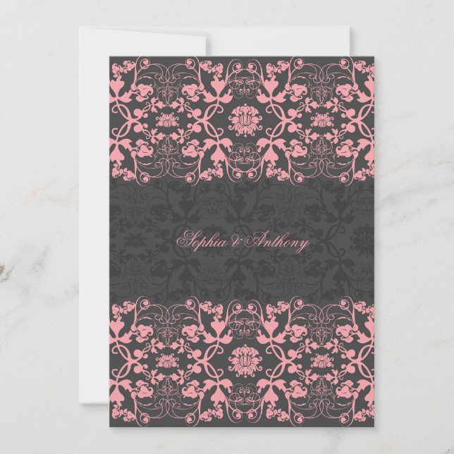 Invitación a la boda de Damask Swirls Lace Licoric (Anverso)