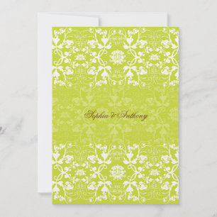 Invitación a la boda de Damask Swirls Lace Lime