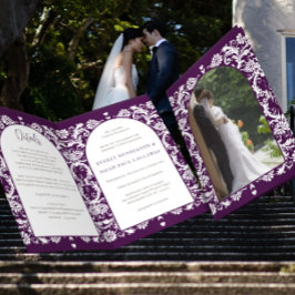 Invitación a la boda de Damask White-Choose BackGr