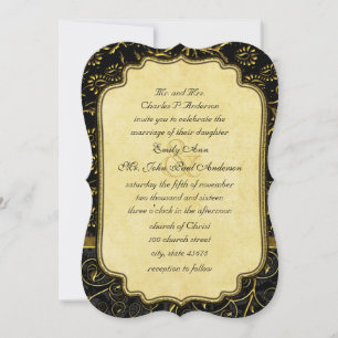 Invitación a la boda de damasquetes dorados de fot