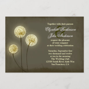 invitación a la boda de dandelions con luz de gema