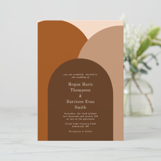 Invitación a la boda de Dark Simply Arches (Anverso de pie)