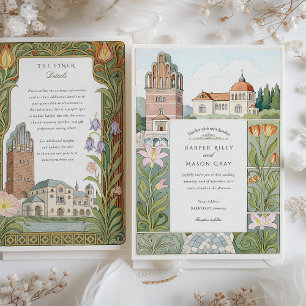 Invitación a la boda de Darmstadt con color de agu
