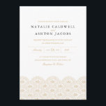 Invitación a la boda de Deco Seigaiha<br><div class="desc">Elegante diseño boda inspirado en el oro y el blanco de Shelby Allison. Vea la colección Deco Seigaiha para ver los elementos coincidentes con este diseño,  incluyendo invitaciones,  tarjetas rsvp,  pegatinas y más.</div>