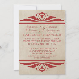 Invitación a la boda de decoración elegante y roja