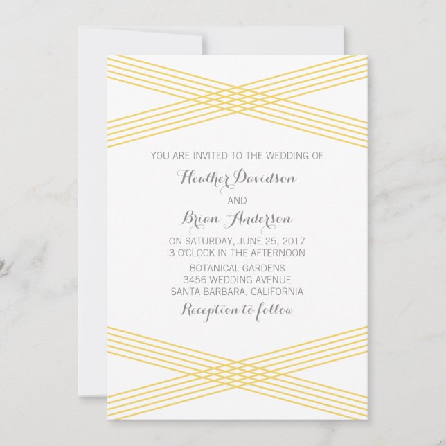 Invitación a la boda de decoración moderna amarill (Anverso)