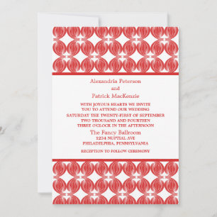Invitación a la boda de decoración moderna y roja