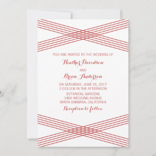 Invitación a la boda de decoración moderna y roja