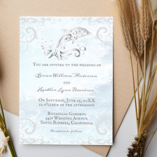 Invitación a la boda de delfines plateados