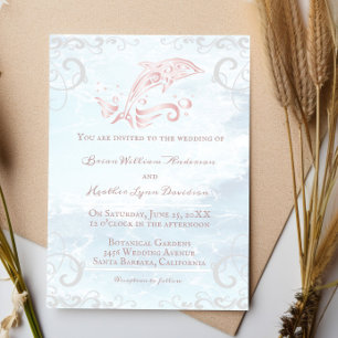 Invitación a la boda de delfines rosados
