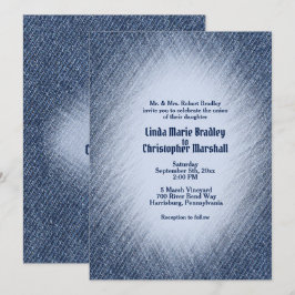 Invitación a la boda de denim azul de medianoche