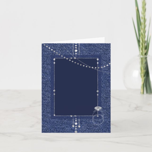Invitación a la boda de denim y diamantes (Anverso)