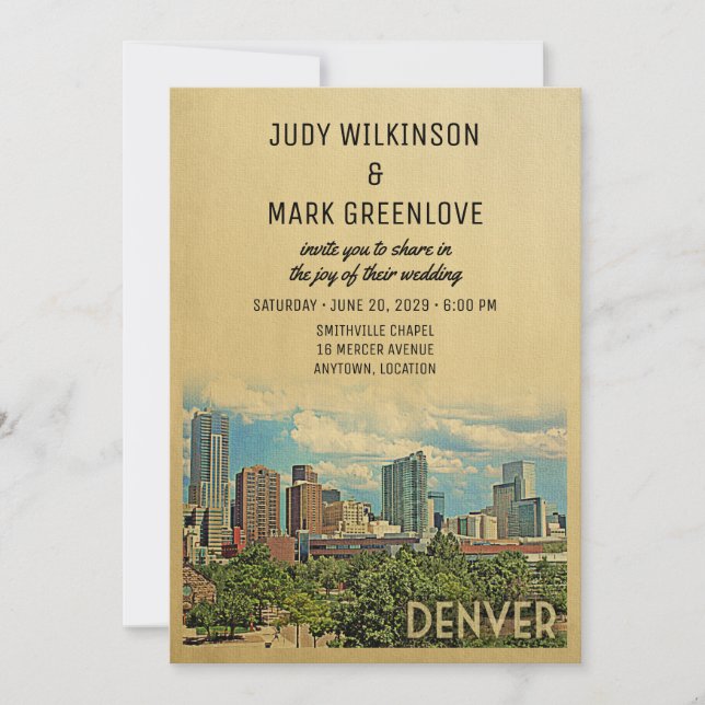 Invitación a la boda de Denver Colorado (Anverso)