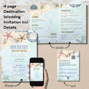 Invitación a la boda de destino de 4pg con TODOS L