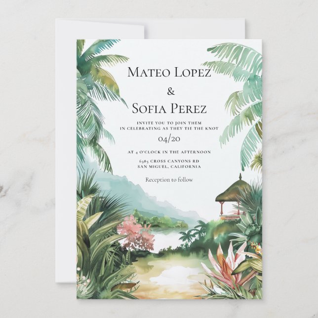 Invitación a la boda de destino de Bali Indonesia (Anverso)