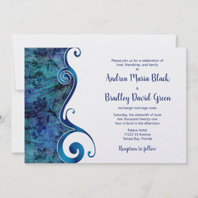 Invitación a la boda de destino de Blue Beach (Anverso)