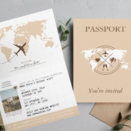 Invitación a la boda de destino de Boho Beige Pass