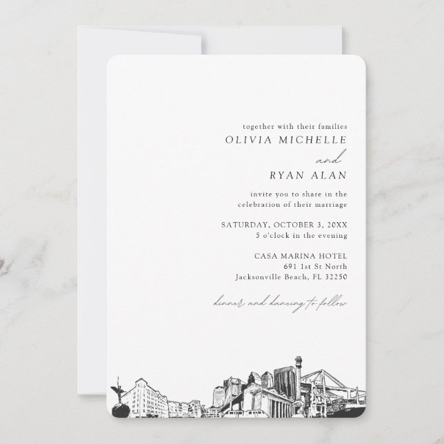 Invitación a la boda de destino de Jacksonville (Anverso)