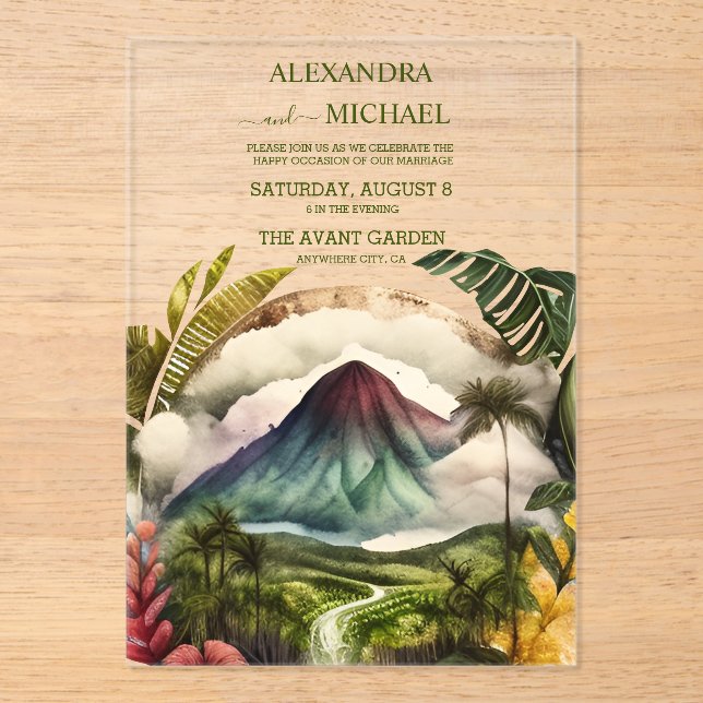 Invitación a la boda de destino de la acuarela en  (Anverso)