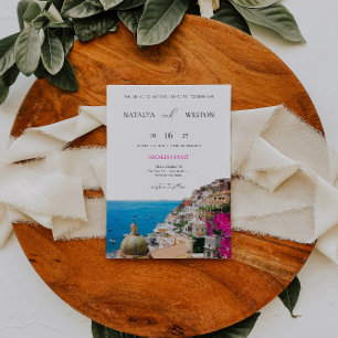 Invitación a la boda de destino de la costa de Ama