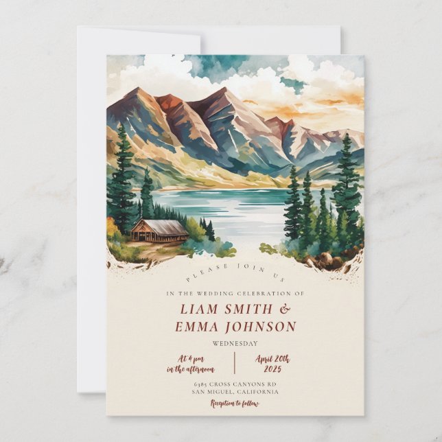 Invitación a la boda de destino de la montaña de C (Anverso)