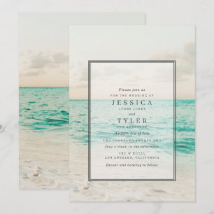 Invitación a la boda de destino de la playa coster