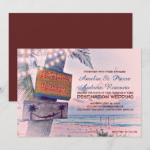 Invitación a la boda de destino de la playa de Str