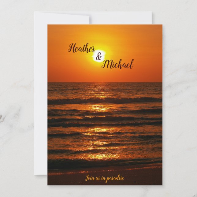 Invitación a la boda de destino de la playa de Sun (Anverso)