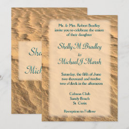 Invitación a la boda de destino de la playa verde 