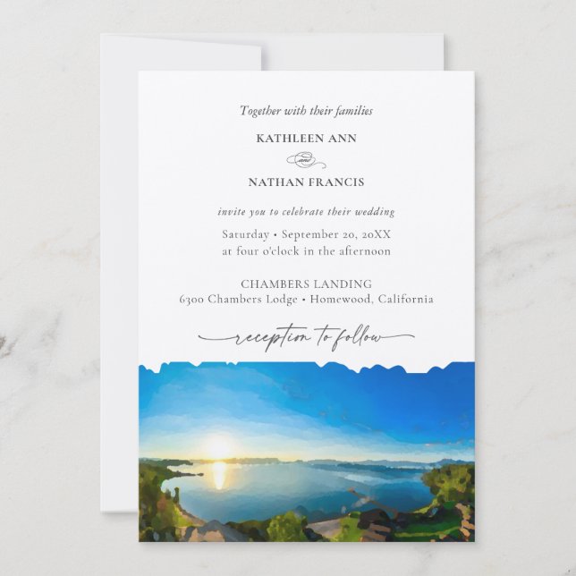 Invitación a la boda de destino de Lake Tahoe (Anverso)