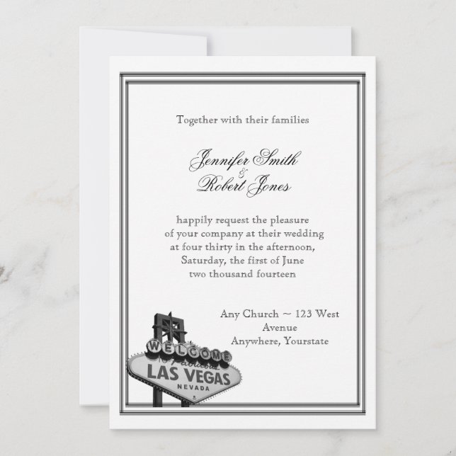 Invitación a la boda de destino de Las Vegas (Anverso)
