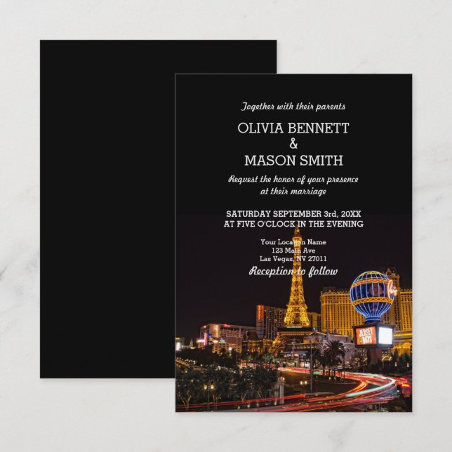 Invitación a la boda de destino de Las Vegas (Anverso / Reverso)
